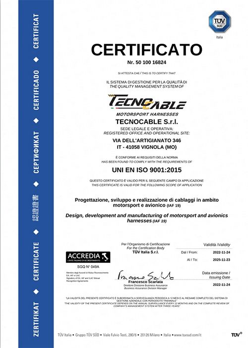 TECNOCABLE certificazione